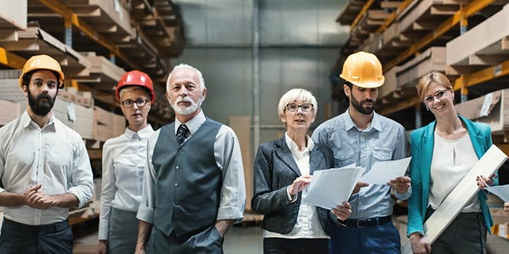 Pensionierung aufschieben: mit Freude weiterarbeiten nach 65 Teamfoto mit Mitarbeitenden aus verschiedenen Generationen