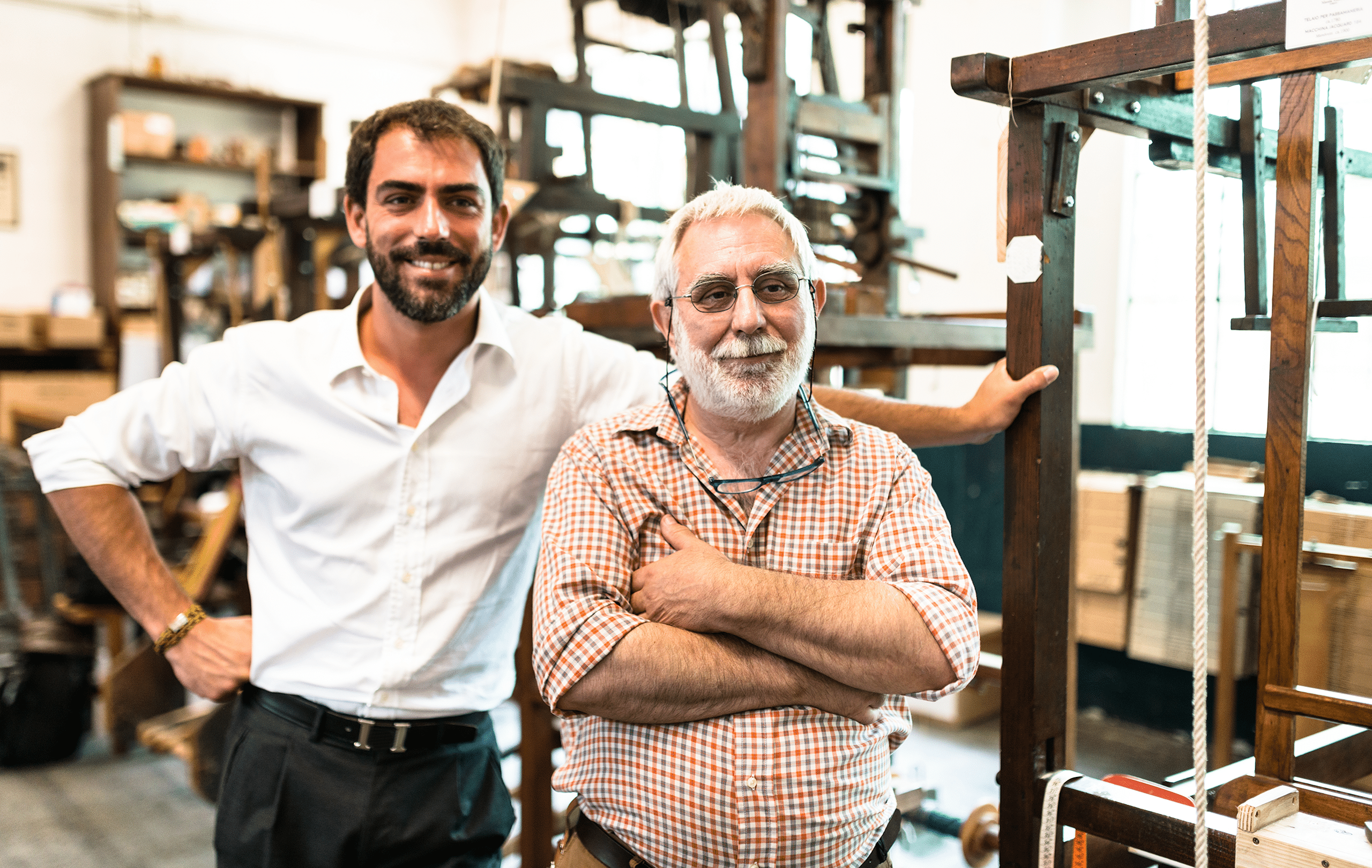 Portrait father & son in the company