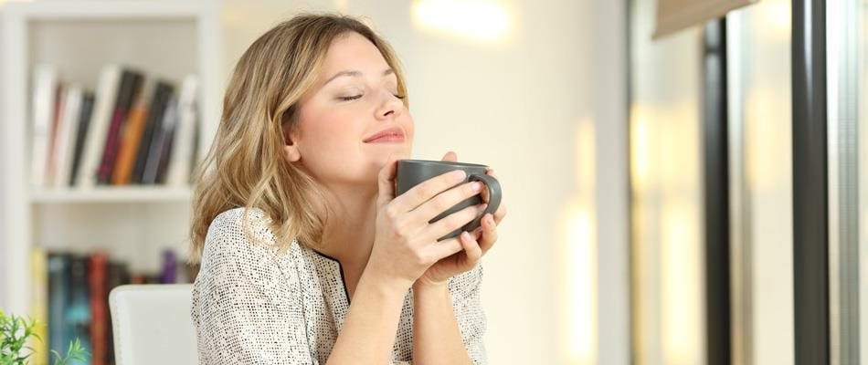 Woman with coffee cup
